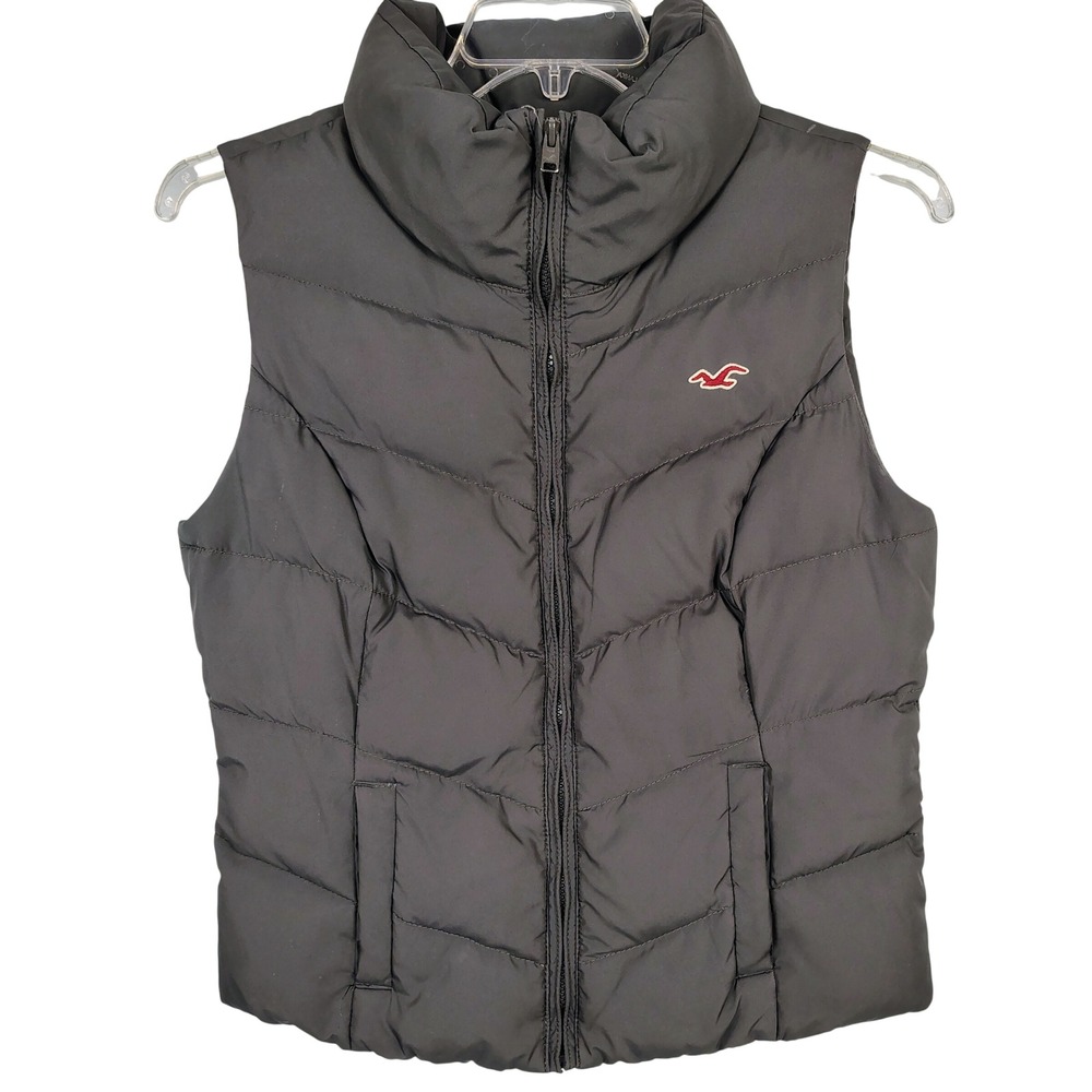Hollister Womens L Puffer Vest Dark Gray Down Blend Gorpcore Puffy Jacket